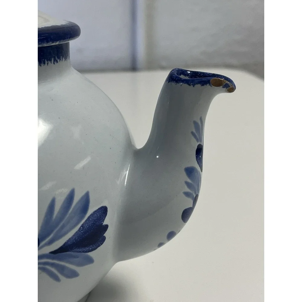HB‎ Quimper Pottery France Le Coq Teapot Blue Rooster Tea Pot